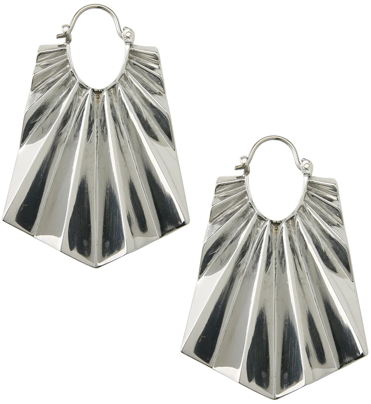 Long Rays White Brass Titanium Hangers / Earrings - Image 4