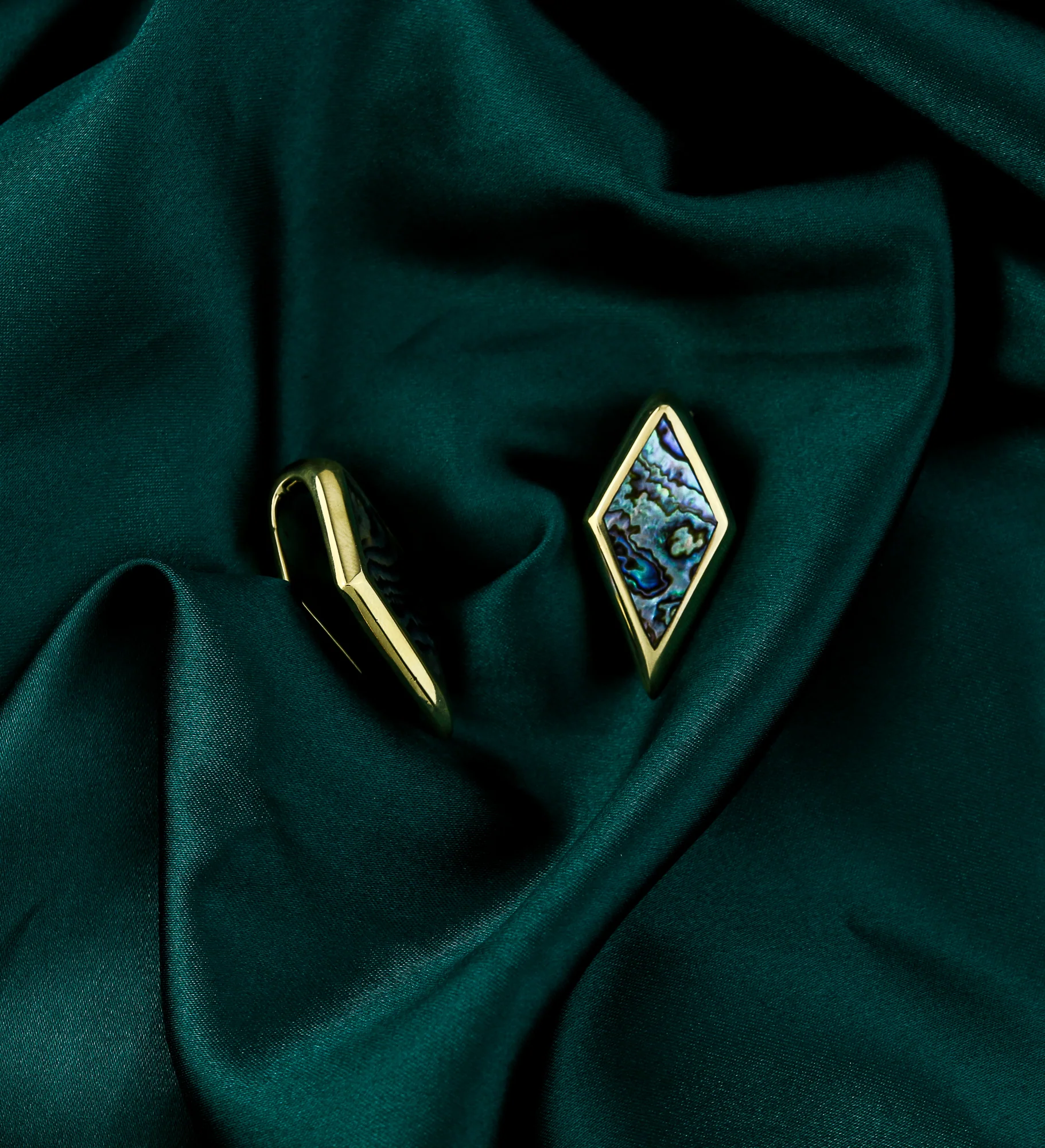 Long Zircon Abalone Brass Ear Weights - Image 2