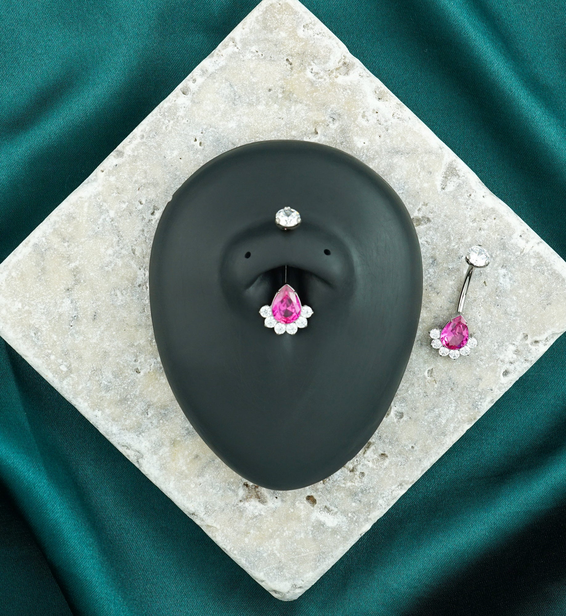 Lure Teardrop Ruby CZ Titanium Internally Threaded Belly Button Ring - Image 2