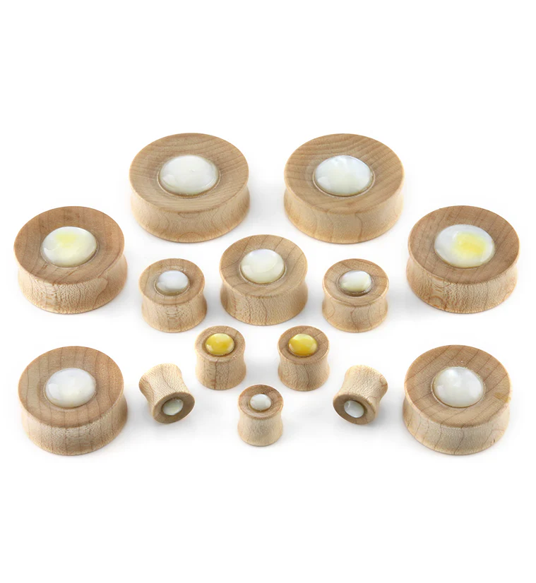 Maple Wood Plugs with MOP Dome Inlay - Image 2