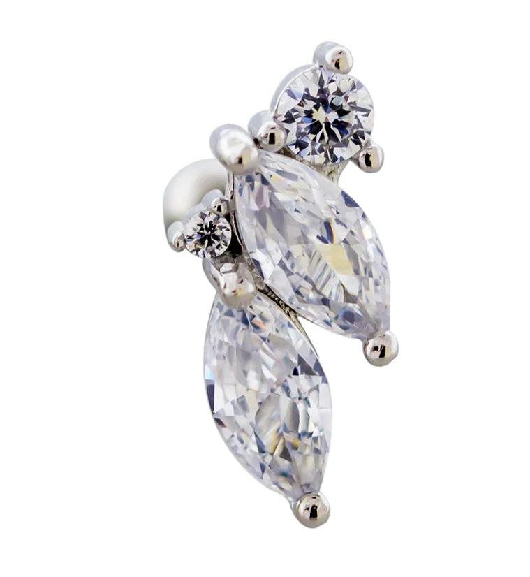 Marquise Rainbow Aurora Gem Cartilage Barbell - Image 2