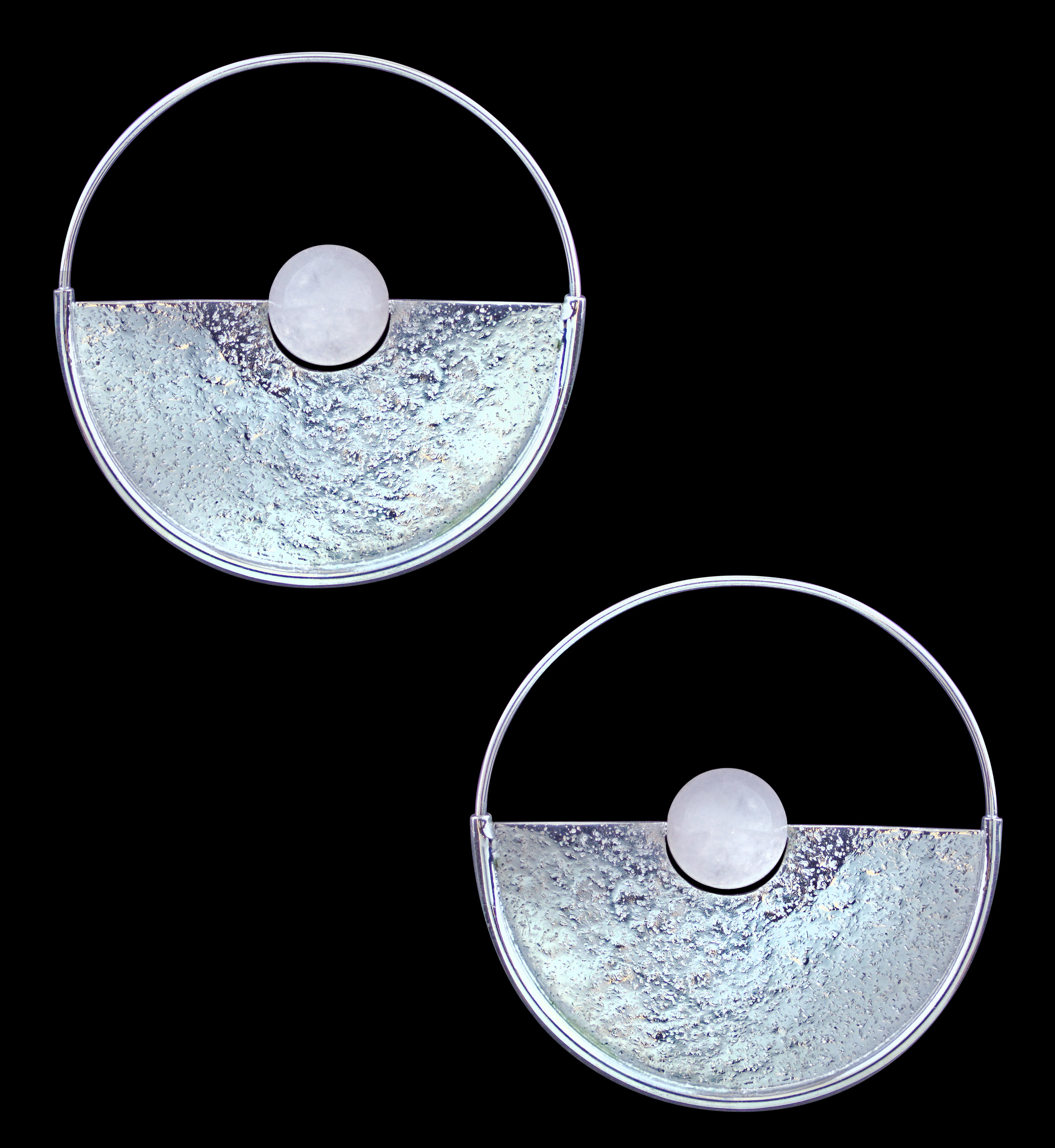 Meridian Rose Quartz Sphere White Brass Earrings - Hangers