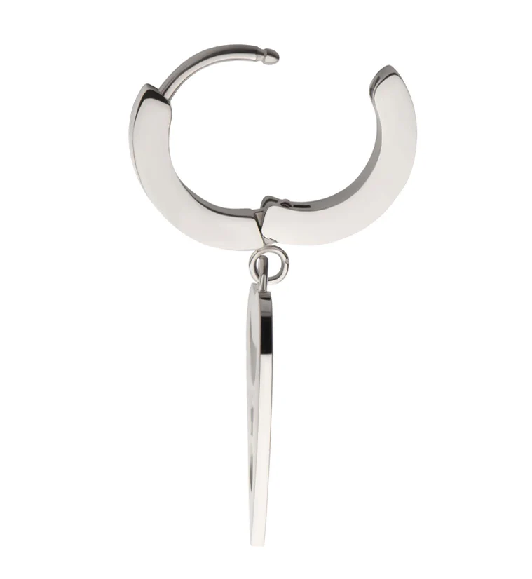 Moon and Star Planchette Stainless Steel Hoop Huggie Earrings - Image 3