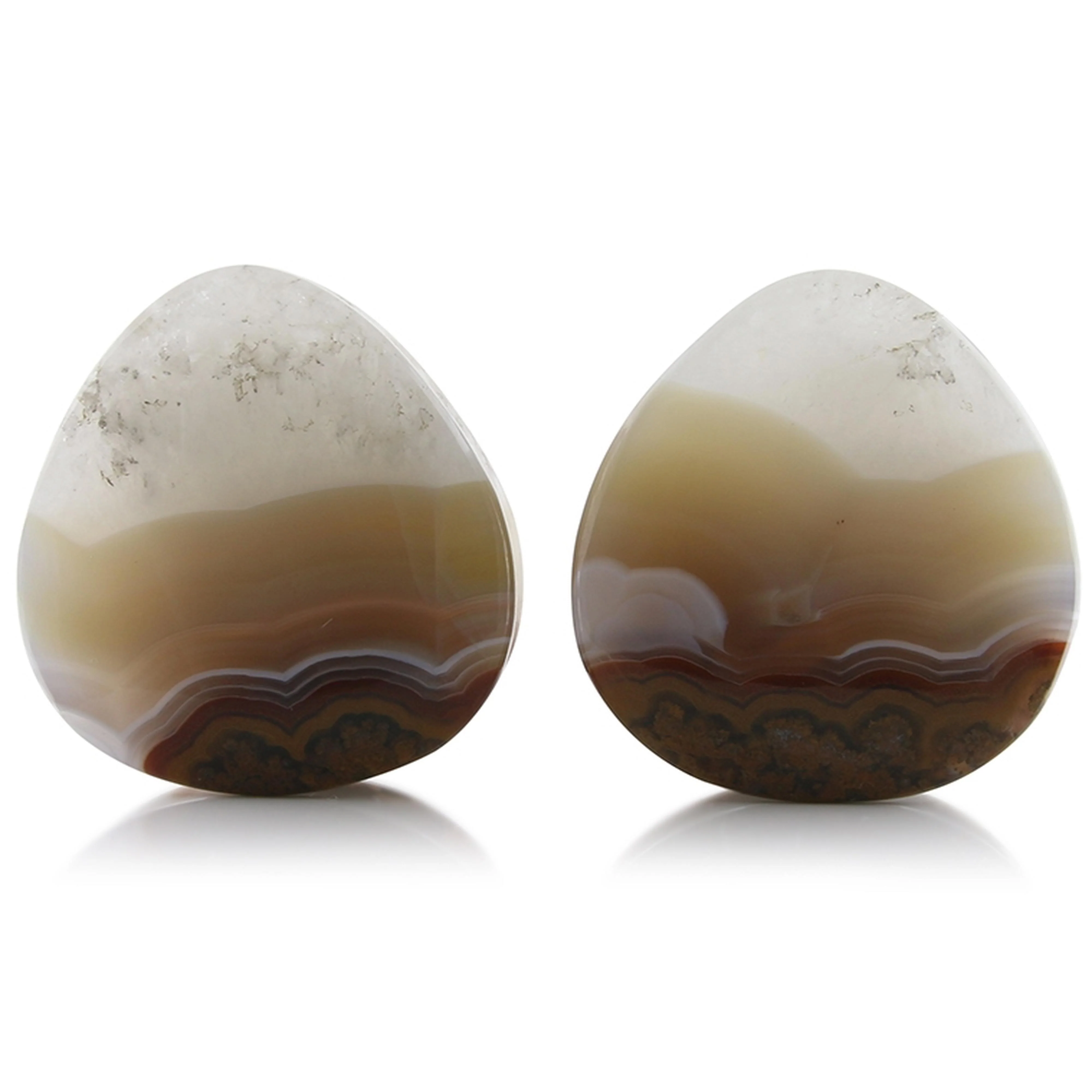 Moroccan Seam Agate Stone Teardrop Plugs 1 & 1-2" (37.5mm)