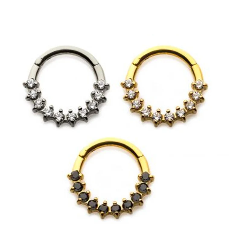 Multi Prong Black CZ Gold PVD Hinged Segment Ring - Image 2