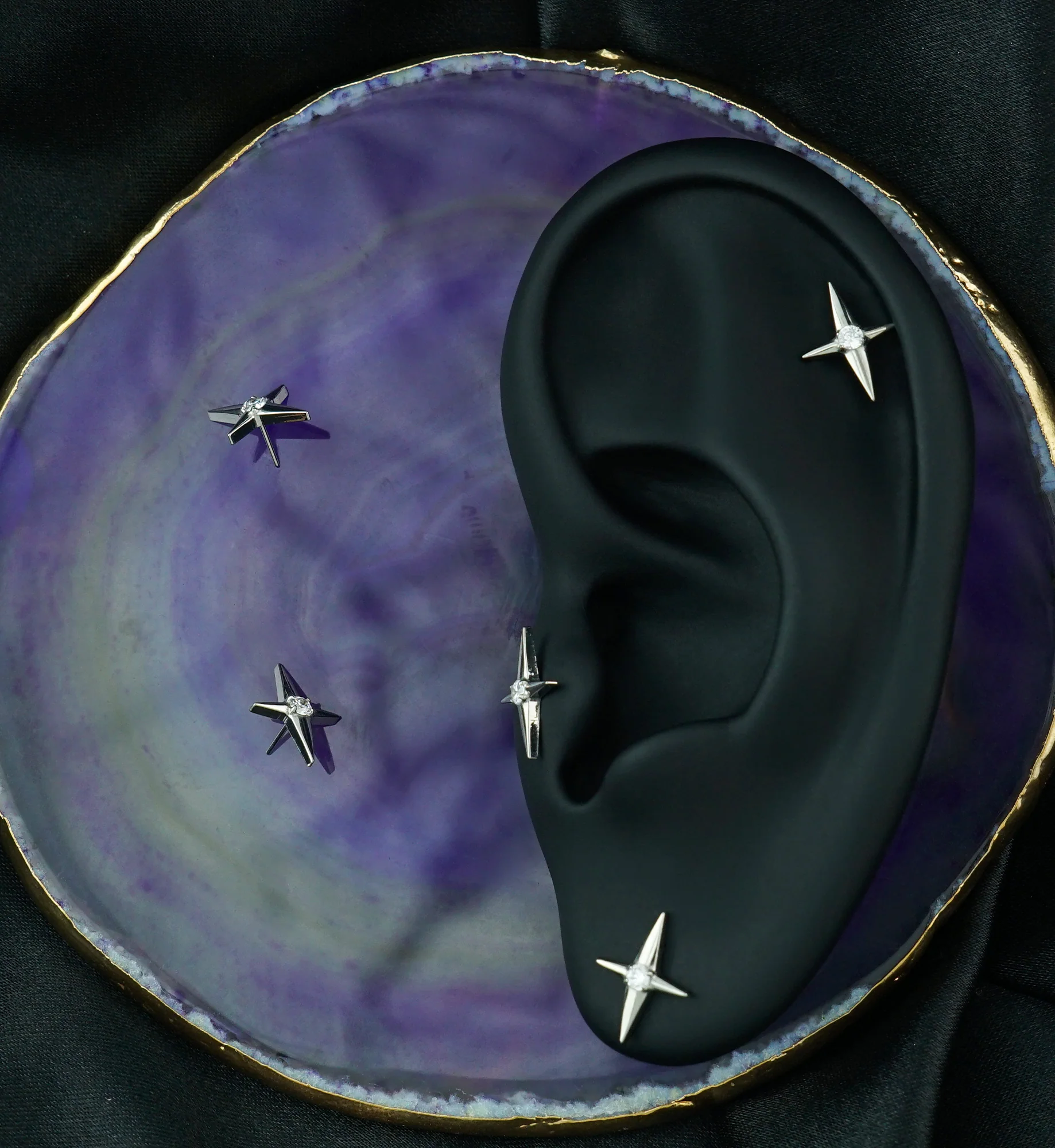 North Star Center Clear CZ Titanium Threadless Top - Image 2