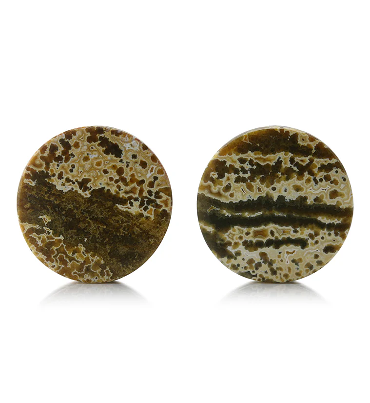 Ocean Jasper Stone Plugs 1 & 1/8" (28.5mm) Version 4