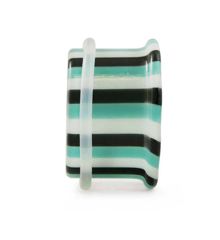 Ocean Stripe Glass Tunnel Plugs - Single Flare - Image 5