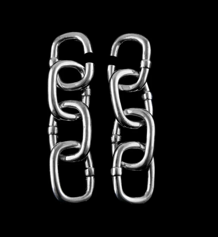 OG Chain Link White Brass Ear Weights