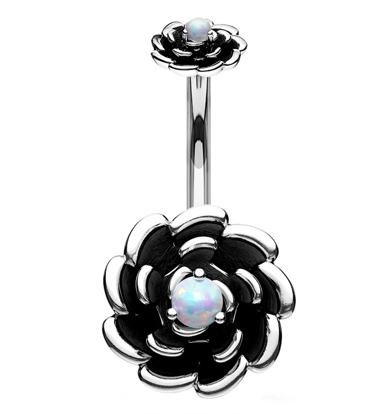 Opalite Rosebud Belly Ring