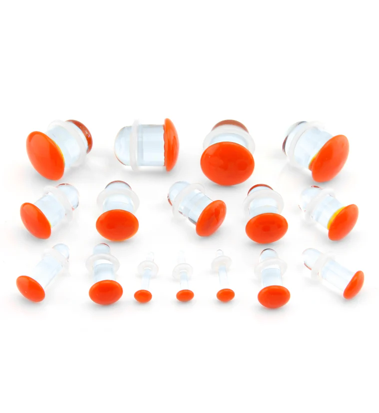 Orange Color Front Single Flare Glass Plugs - Image 2