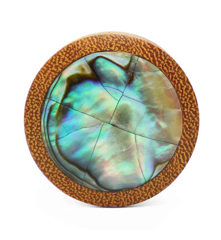 Osage Orange Wood Plugs with Abalone Shell Inlay - Image 3