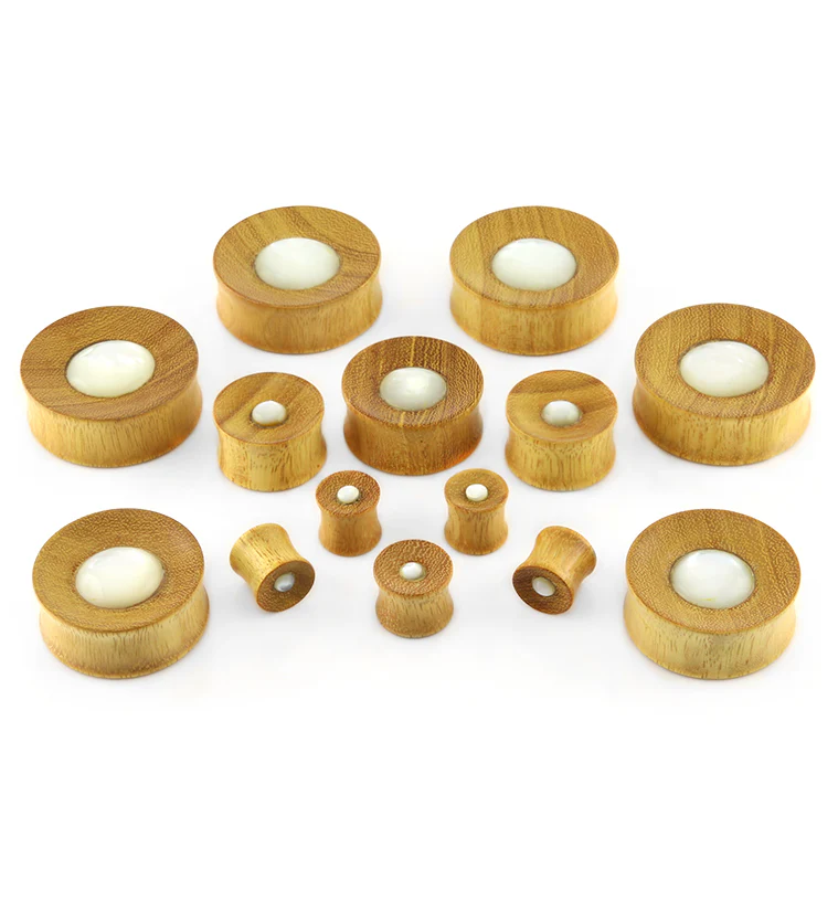 Osage Orange Wood Plugs with MOP Dome Inlay - Image 3