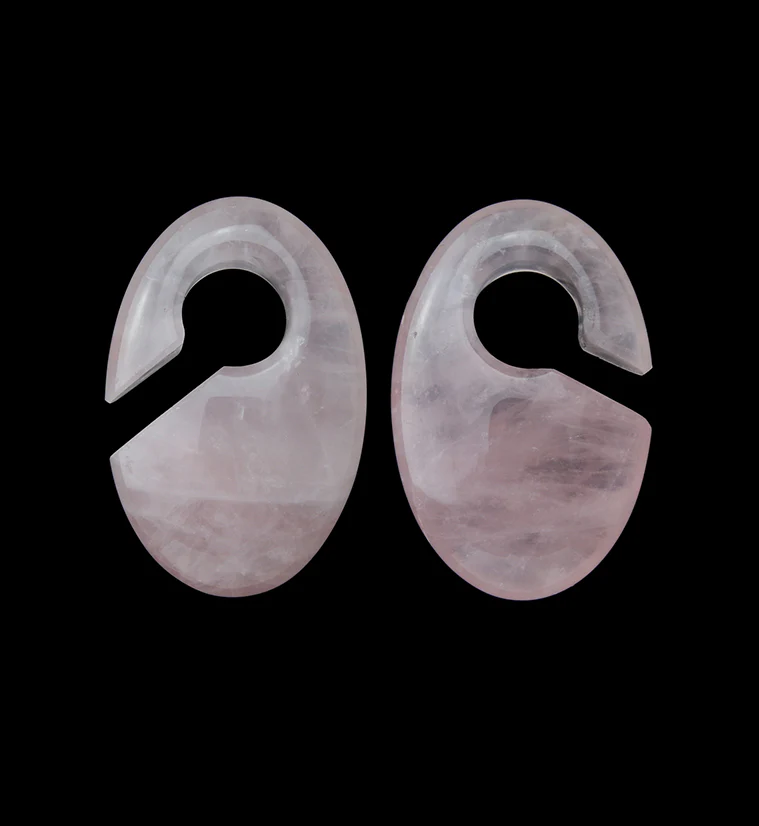 Ovaloid Rose Quartz Stone Ear Weights - Image 5