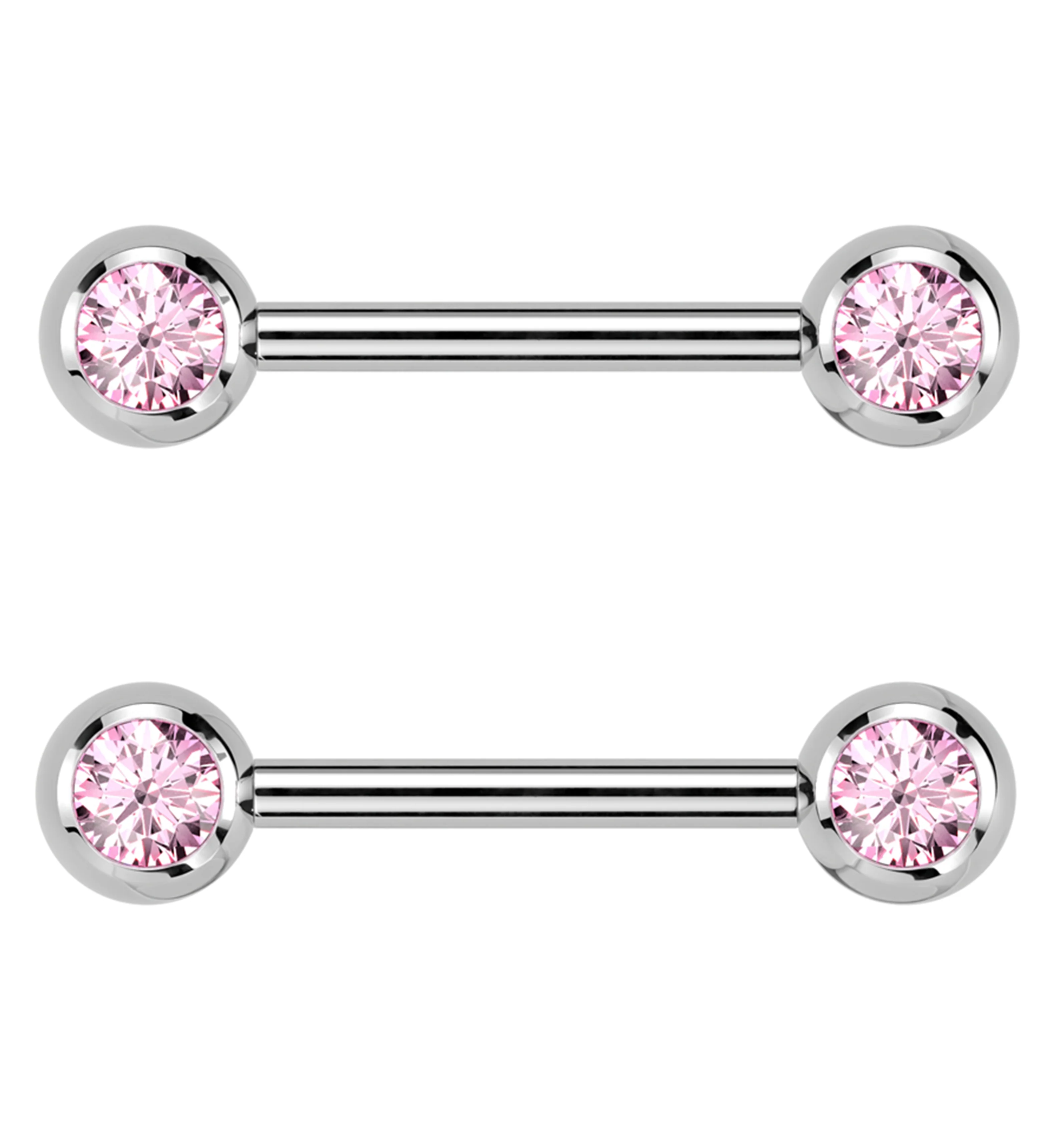 Pink CZ Ball Internally Threaded Titanium Nipple Barbells