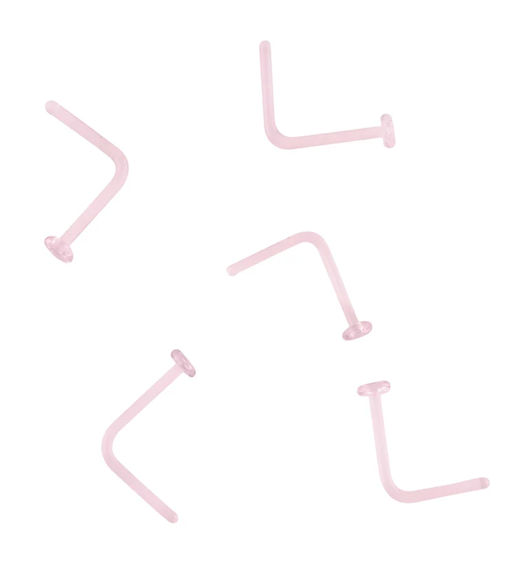 Pink Glass L Bend Nose Ring
