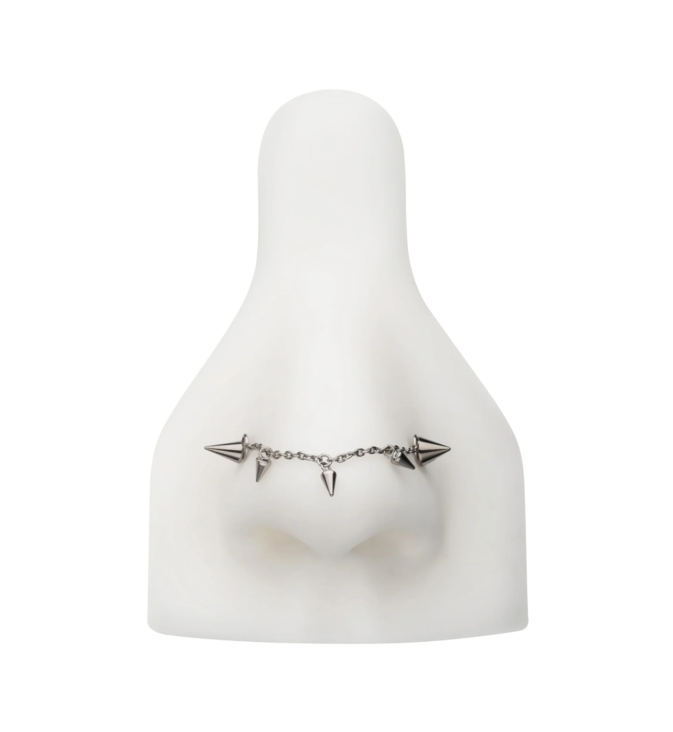 Platinum PVD Cone Dangle Titanium Connecting Piercing Chain - Image 2