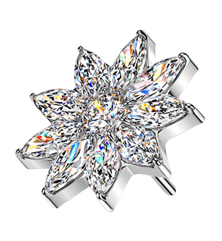 Poinsettia CZ Titanium Threadless Top
