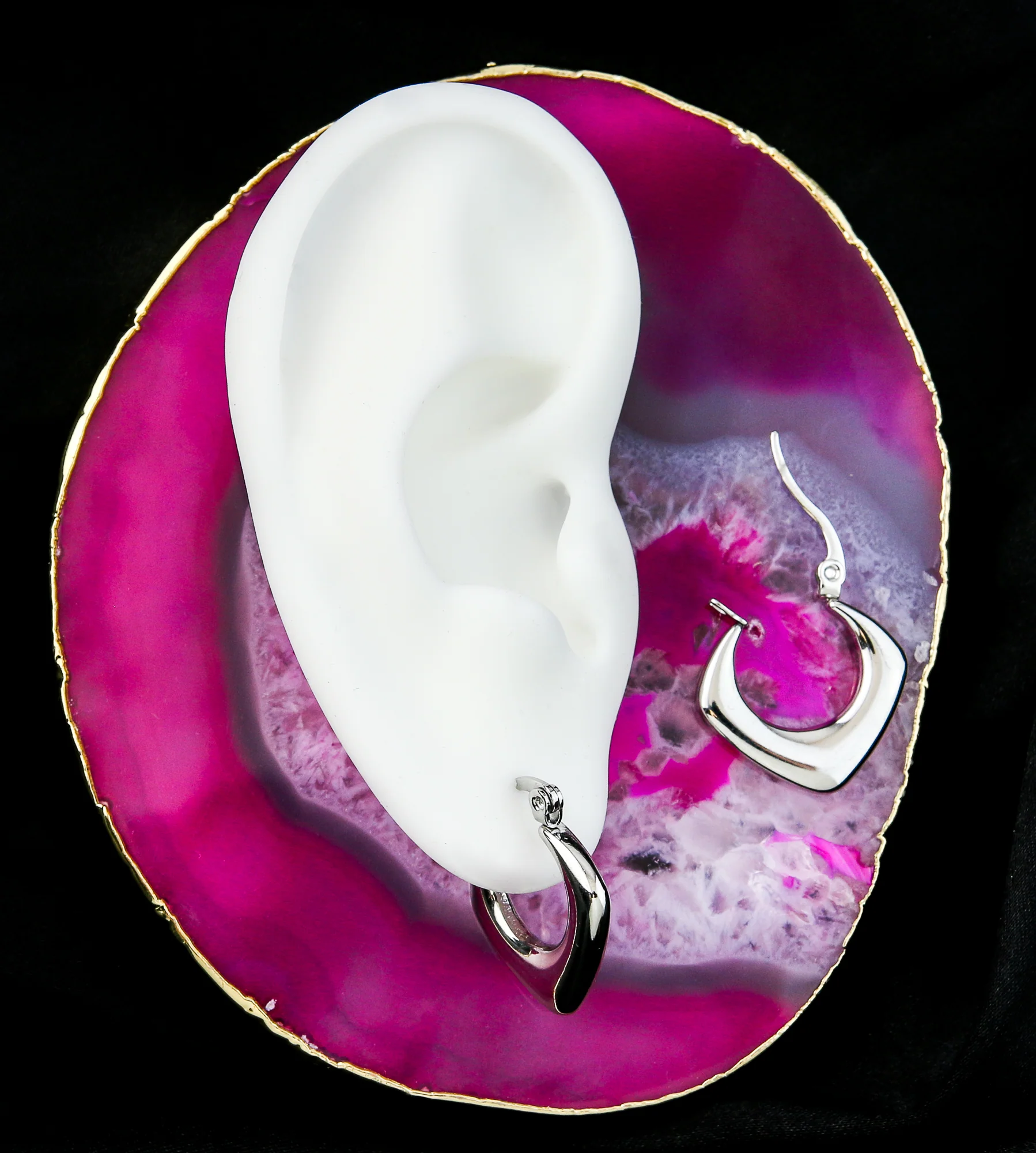 Apex Stainless Steel Hinged Hoop Earrings - Image 2