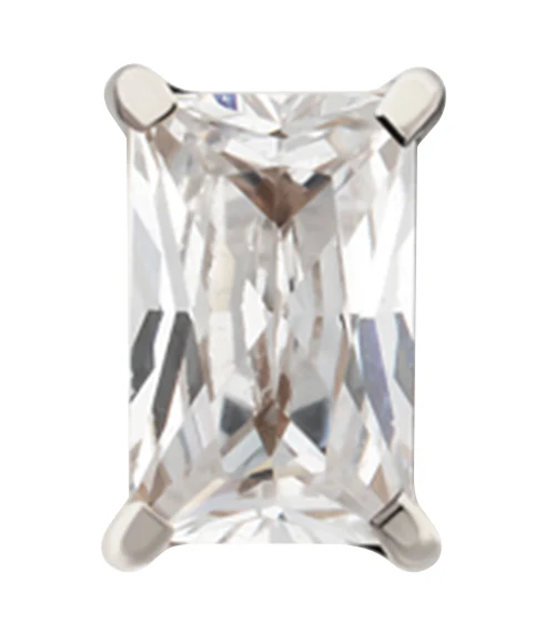 Rectangle Prong Set Clear CZ Titanium Threadless Top