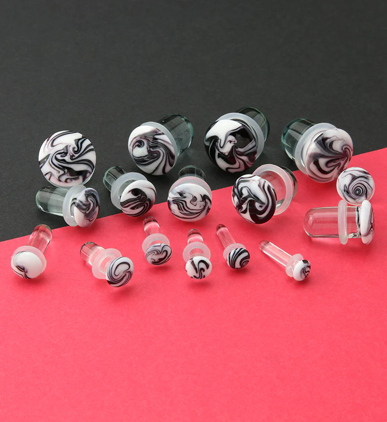 Purple & White Haze Single Flare Glass Plugs - Image 2