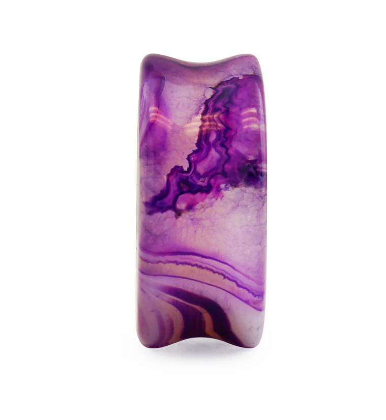 Purple Line Agate Stone Plugs - Image 5