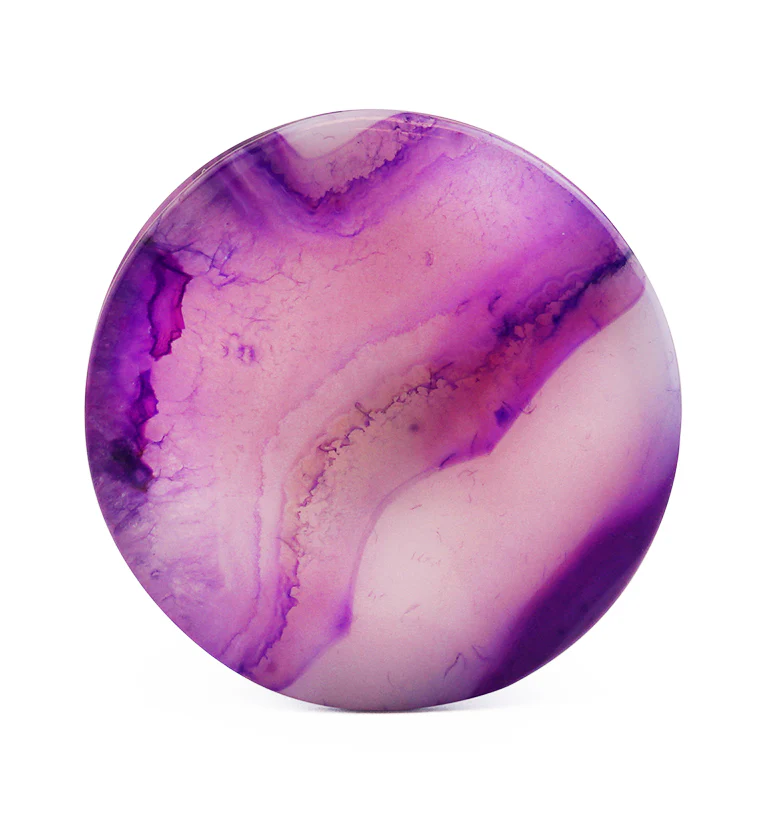 Purple Line Agate Stone Plugs - Image 8