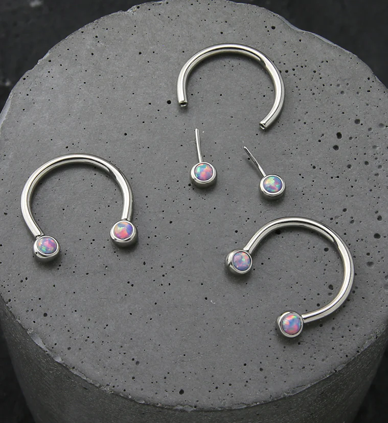 Purple Opalite Threadless Titanium Circular Barbell - Image 2