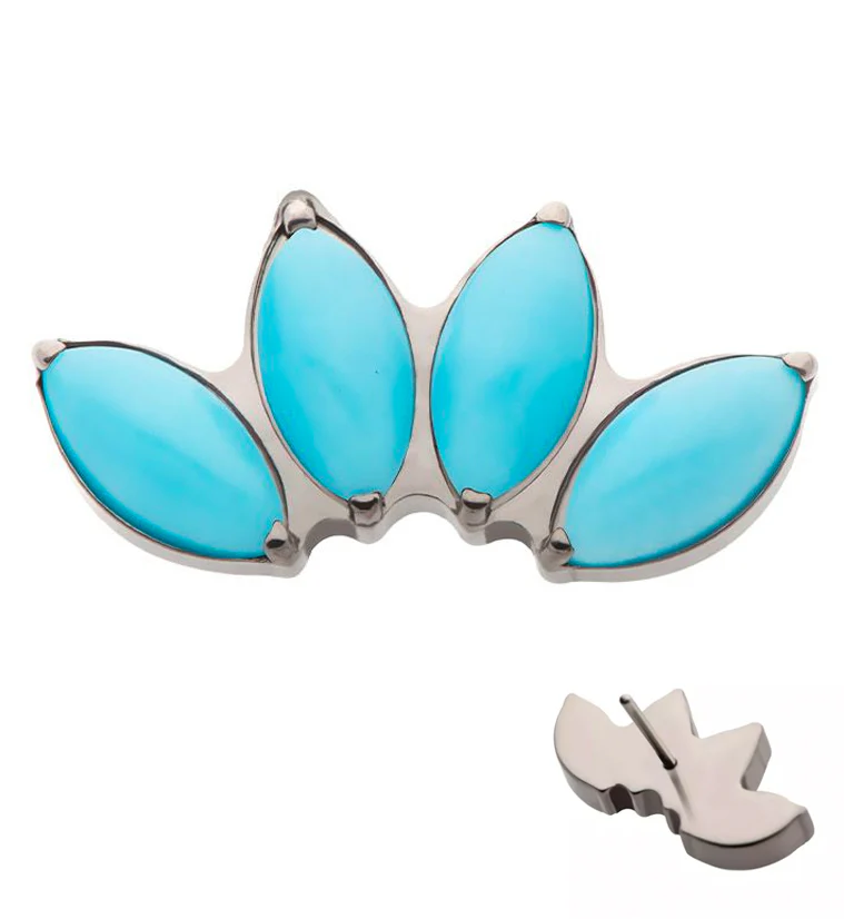 Quartet Howlite Turquoise Stone Threadless Titanium Top