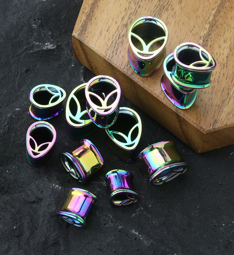 Rainbow PVD Alien Stainless Steel Teardrop Tunnels - Image 2