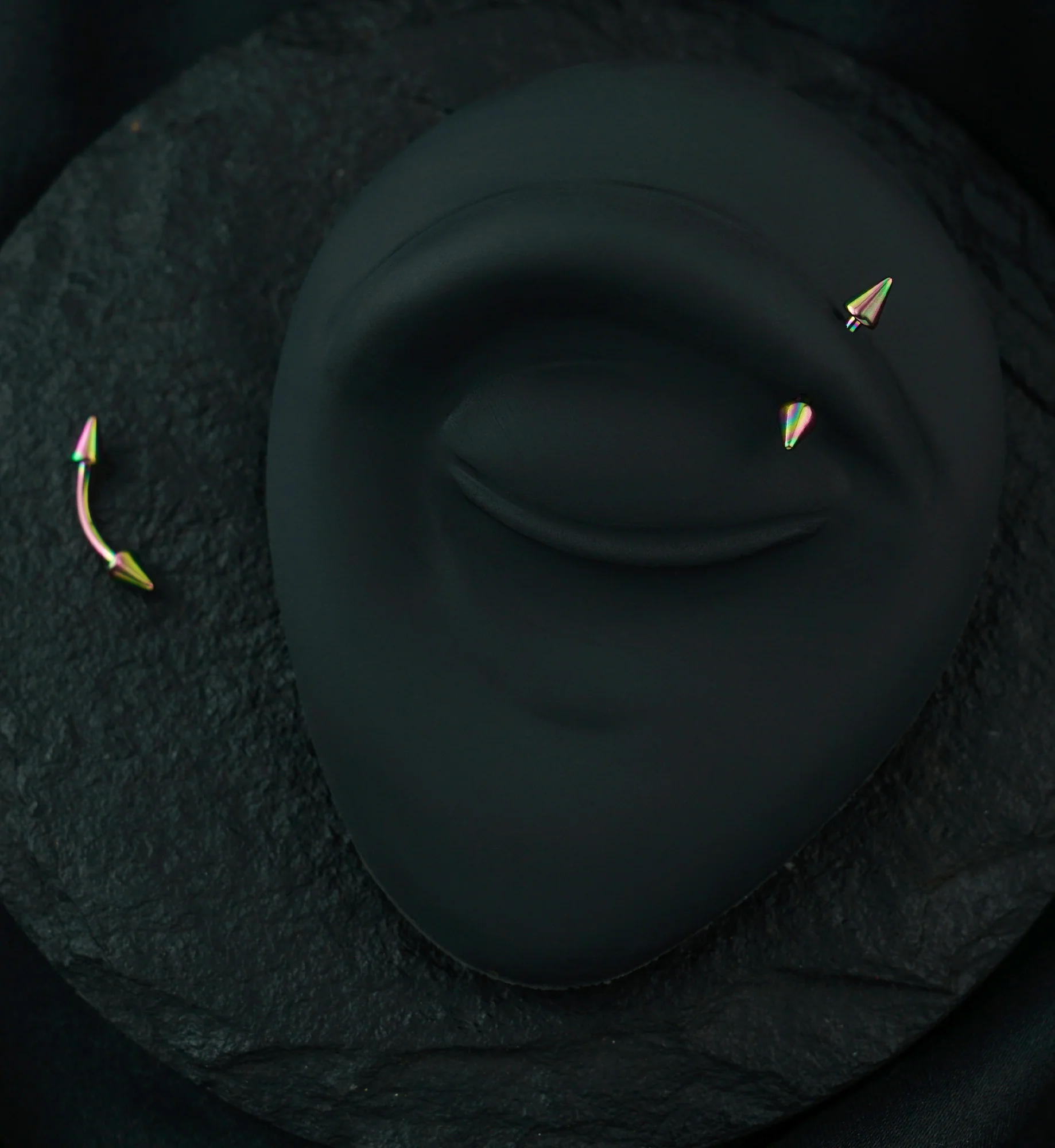 Rainbow PVD Spiked Curved Barbell - Image 3