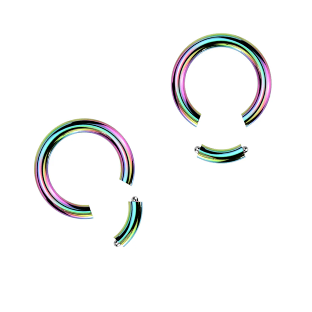 Rainbow PVD Stainless Steel Segment Hoop Ring - Image 2