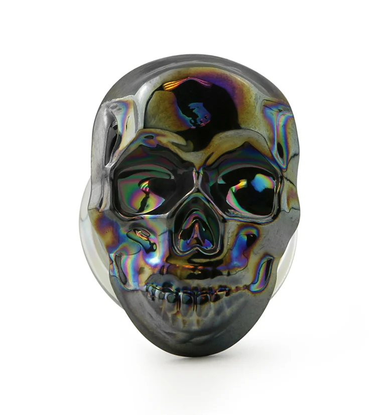 Rainbow Skull Double Flare Glass Plugs - Image 4