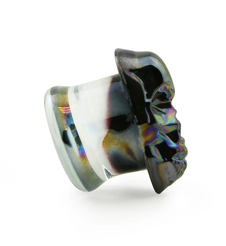 Rainbow Skull Double Flare Glass Plugs - Image 5