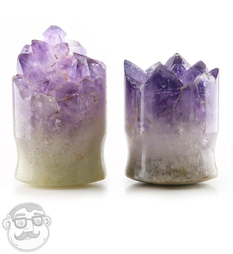 Raw Amethyst Plugs 1 Inch (25mm) LONGER