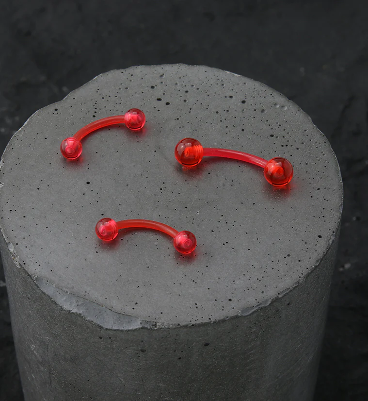 Red Acrylic Curved Barbell - Image 2
