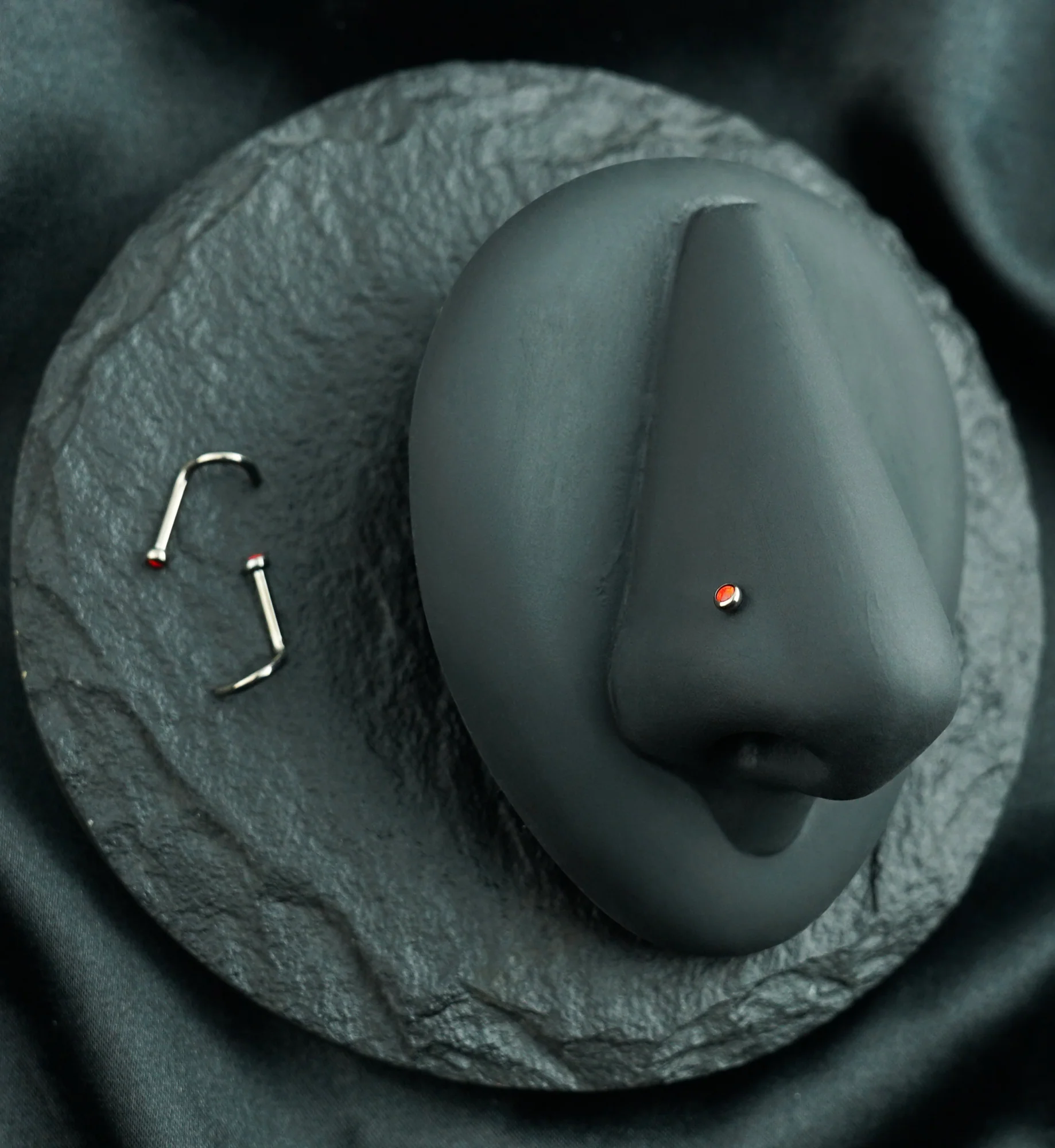 Red Opalite Titanium Nose Screw Ring - Image 2