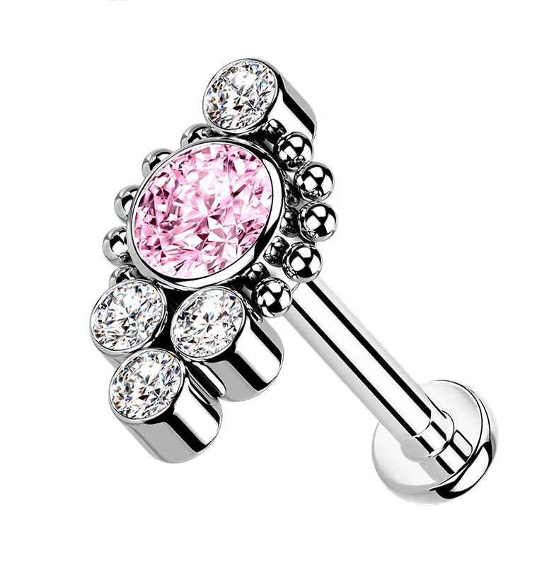 Regal Pink CZ Bundle Titanium Labret