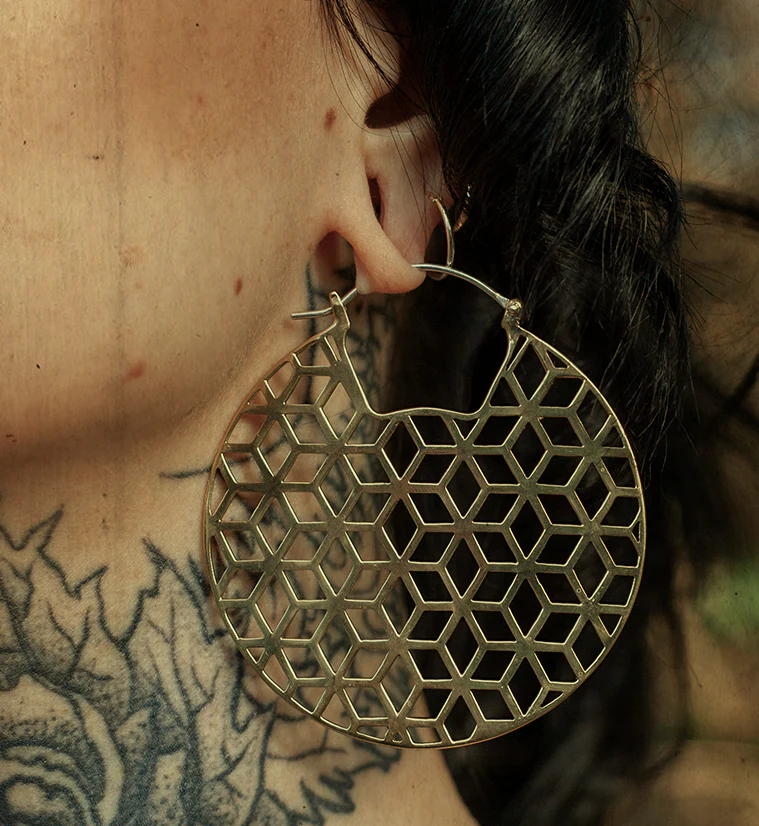 Rhombi Brass Earrings - Weights - Image 5