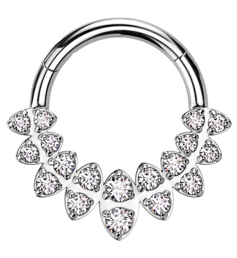 Riviere Clear CZ Stainless Steel Hinged Segment Ring