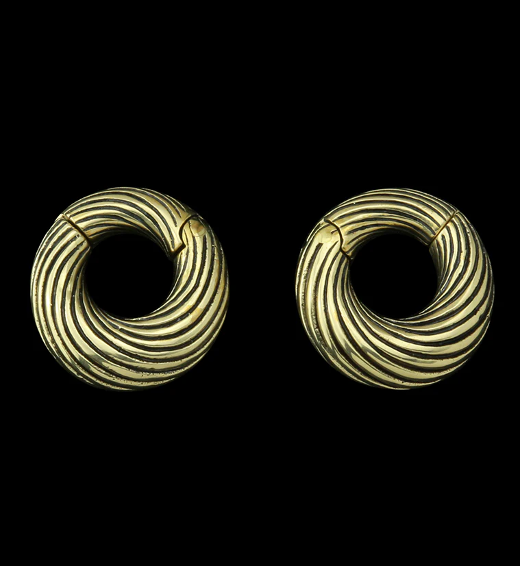 Roil Brass Hinged Ear Weights