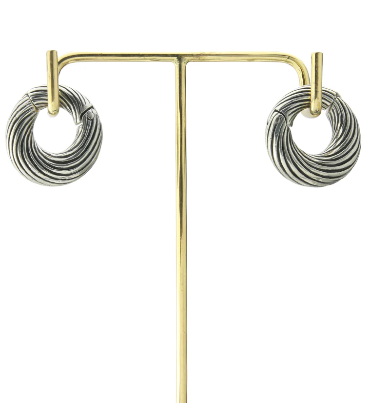 Roil White Brass Hinged Ear Weights - Image 3