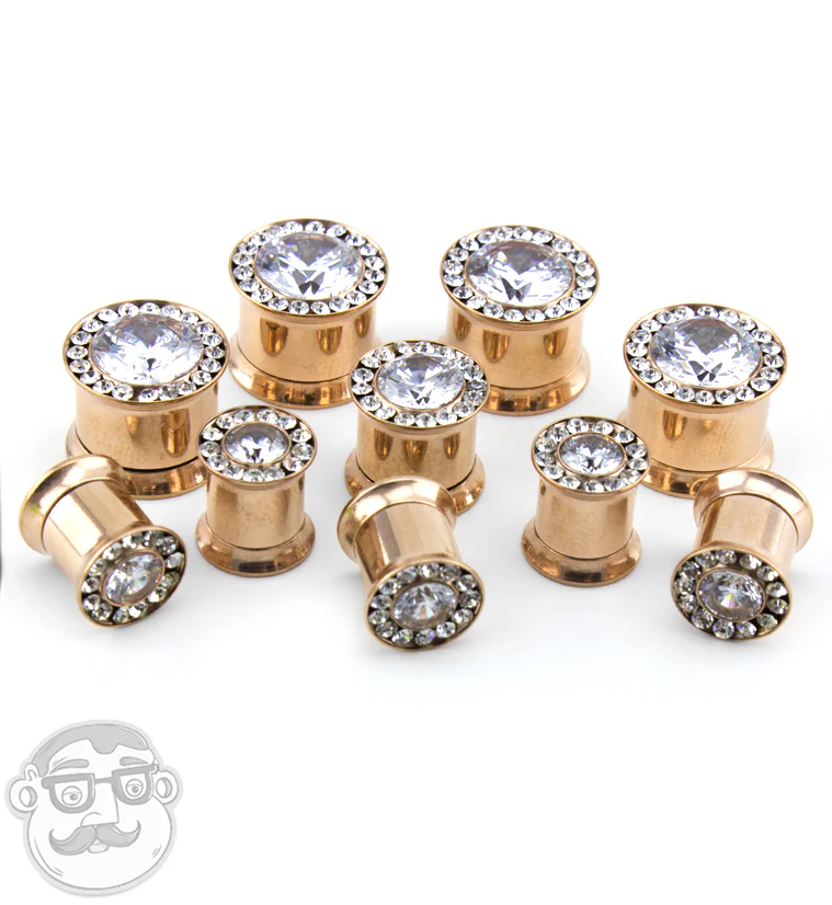 Rose Gold Internally Threaded CZ Plugs - Image 2