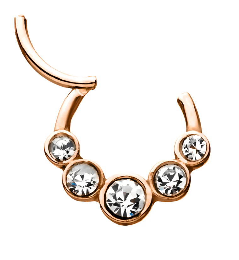 Rose Gold PVD Crew CZ Hinged Segment Ring