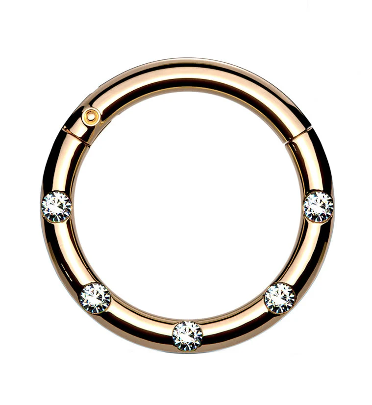 Rose Gold PVD Dash Gem Hinged Segment Ring