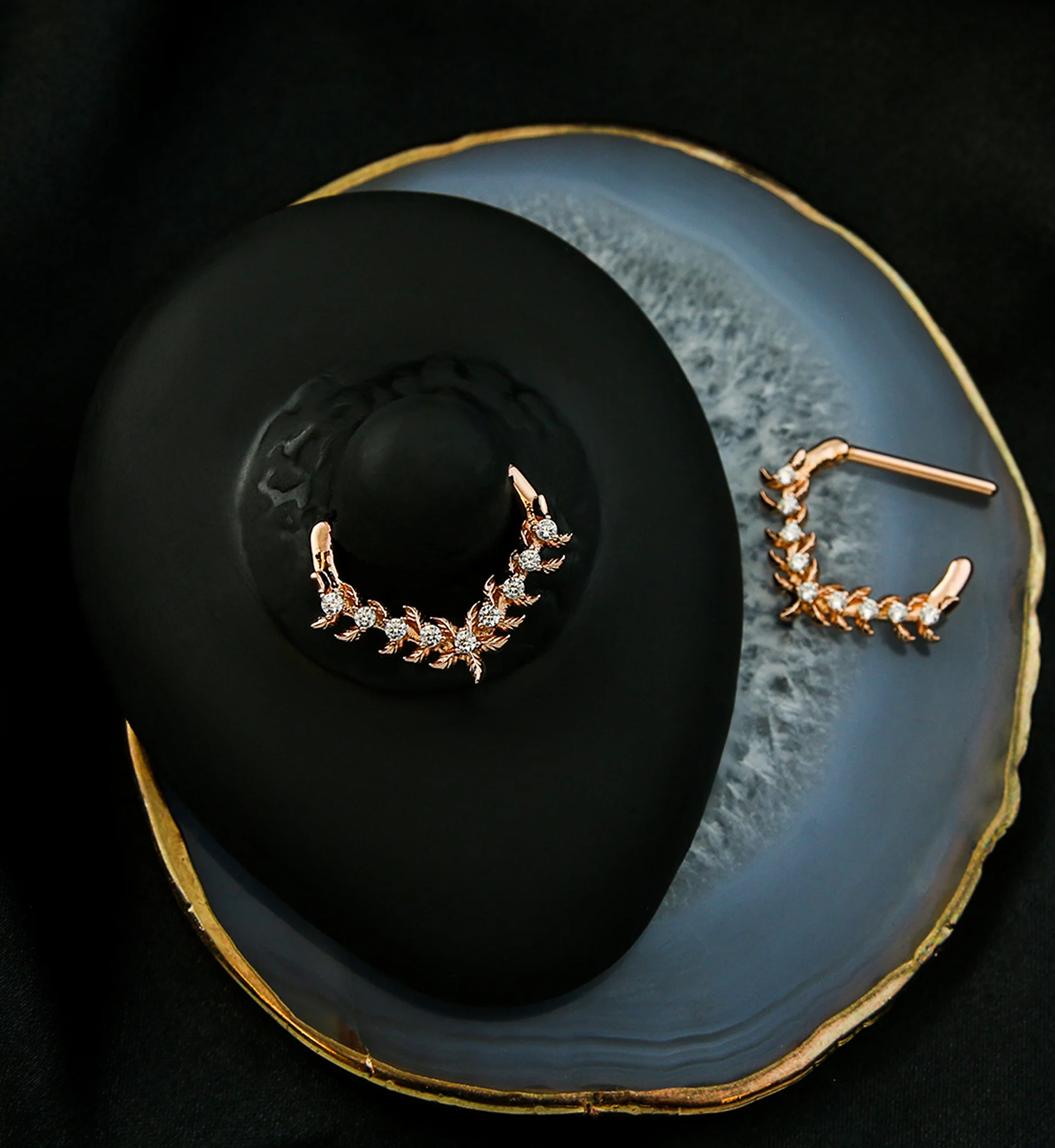 Rose Gold PVD Laurel Point Clear CZ Stainless Steel Nipple Clicker - Image 2