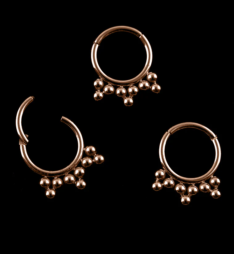 Rose Gold PVD Multi Beaded Hinged Segment Ring