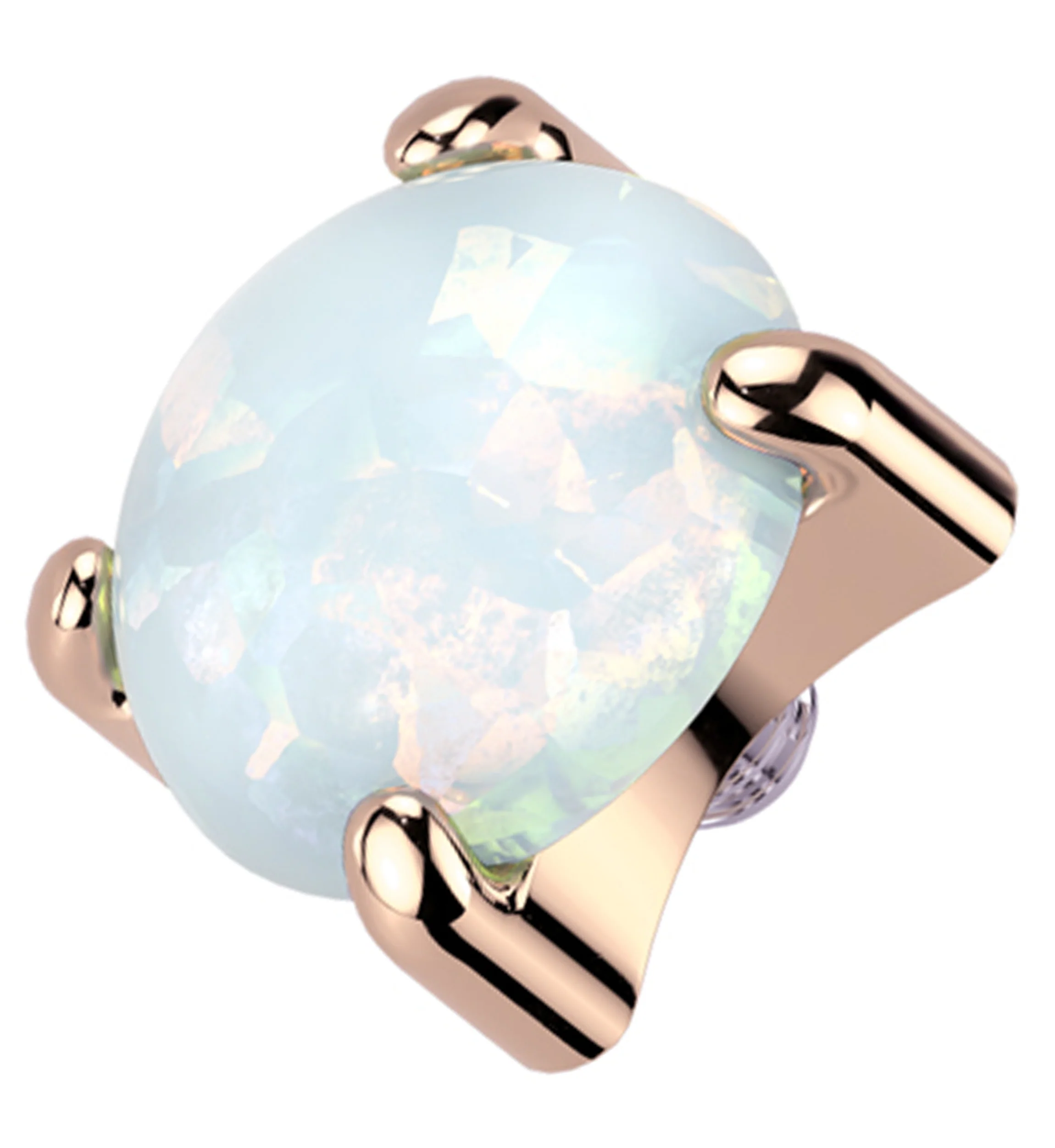 Rose Gold PVD Prong White Opalite Titanium Internally Threaded Top