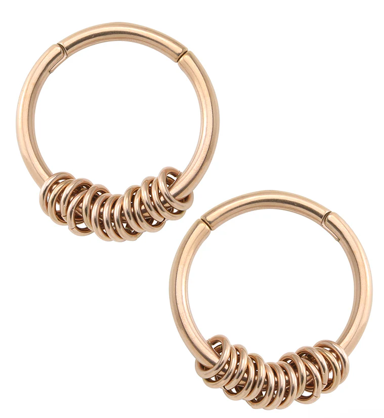Rose Gold PVD Active Rings Hinged Ear Weights