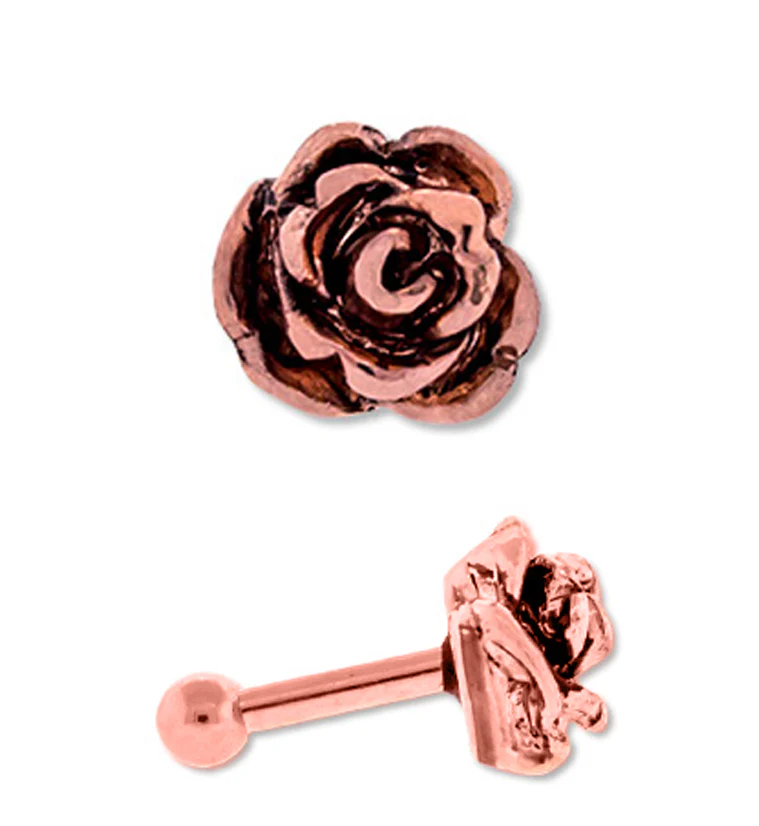 Rose Gold PVD Rosebud Tragus - Cartilage Barbell